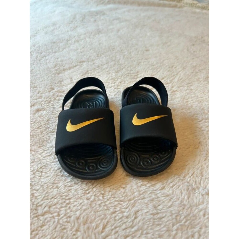 Nike Kawa Toddler US 7C Slides Black Gold Logo